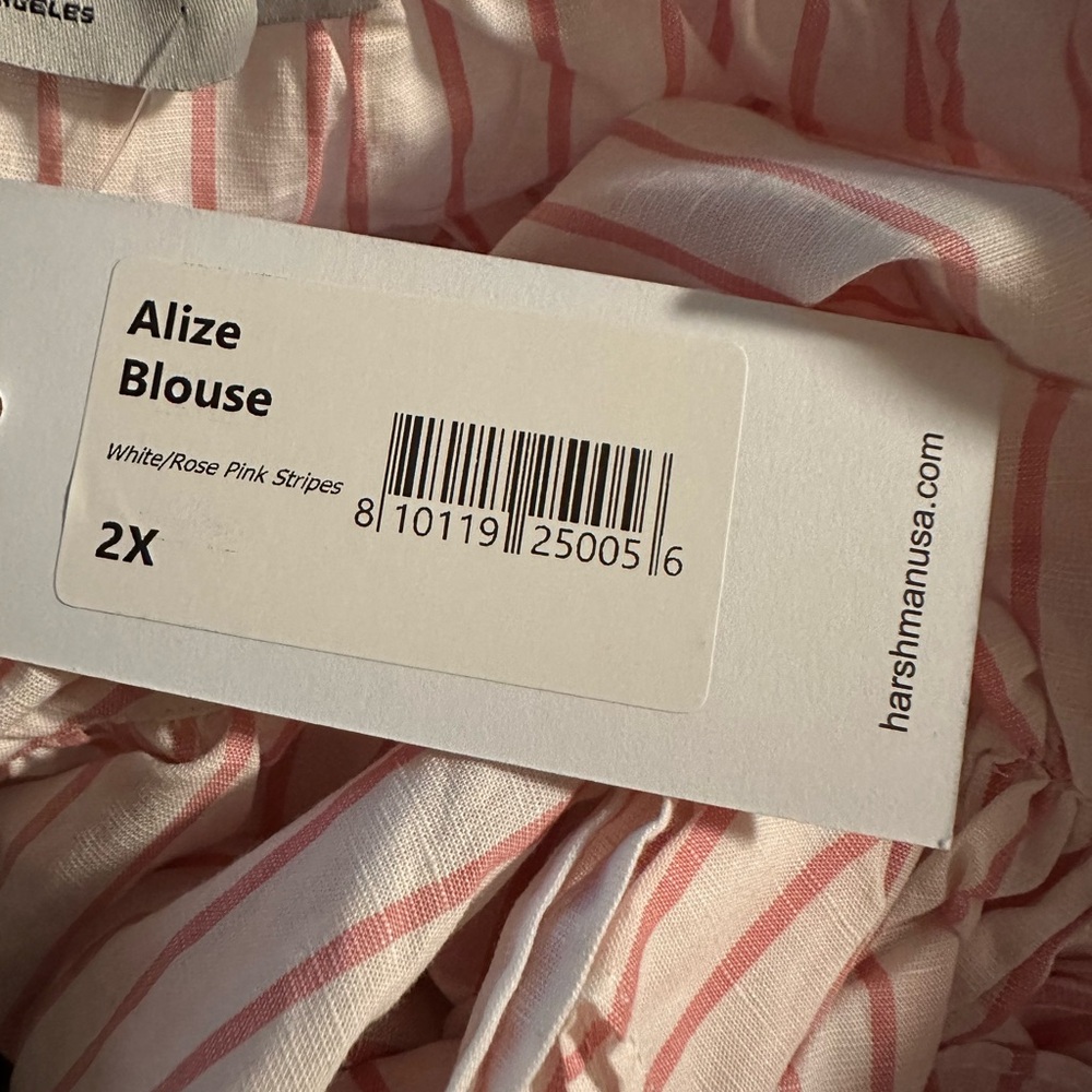 Nwt Harshman Alize Flutter Sleeve Top In White/Ro… - image 6